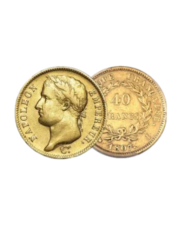 Moneda de oro de 40 francos de oro, doble napoleón, disponible en virtu luxury