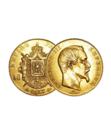 Moneda de 50 francos de oro disponible en VIRTU LUXURY