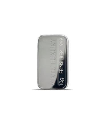 Lingote de plata pura 24K de 10 Gramos disponible en VIRTU LUXURY