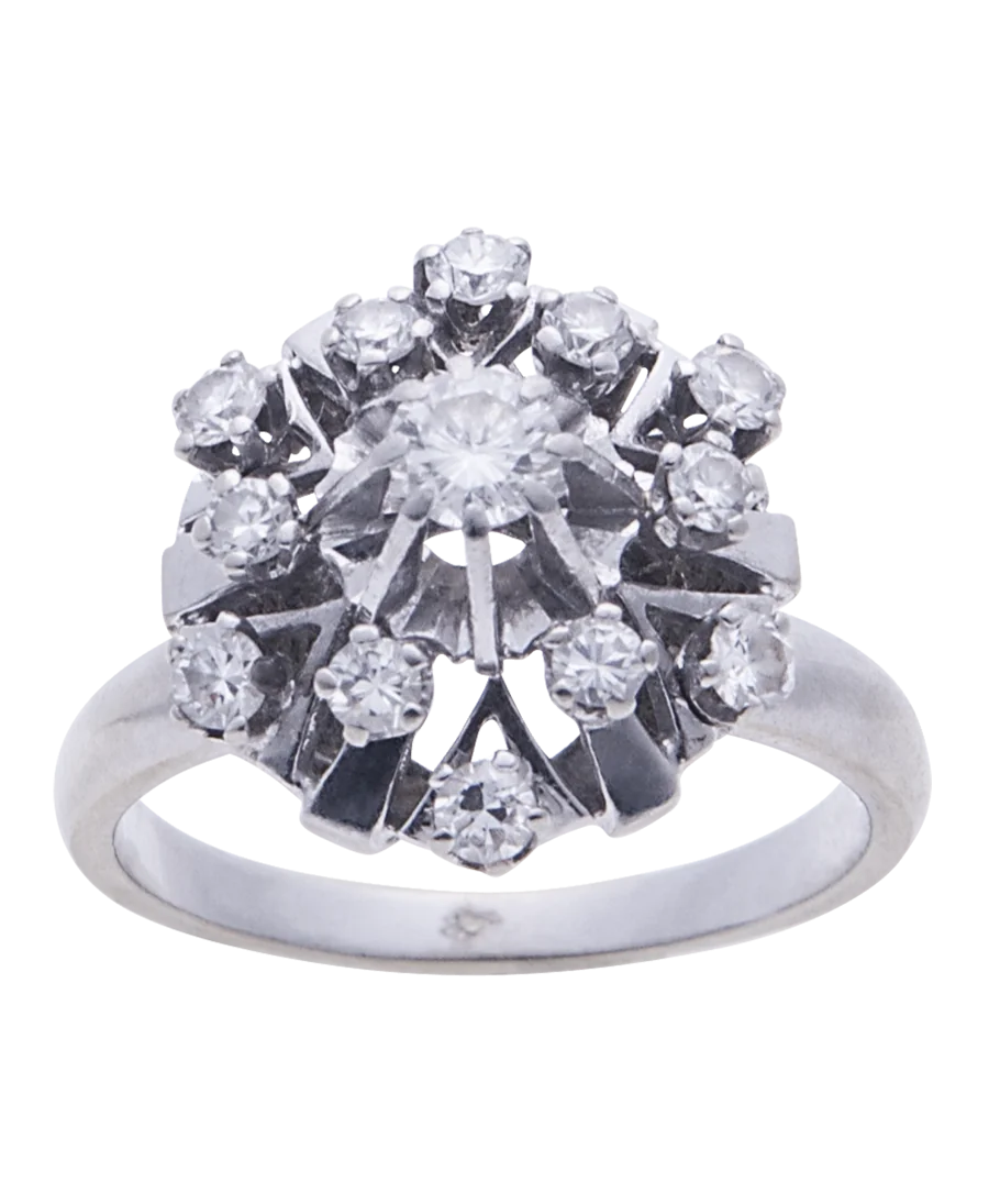 alianza de los años 1920 en oro blanco de 18K y diamantes disponible en VIRTU LUXURY
