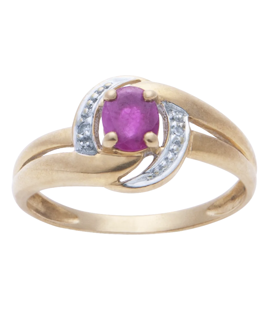 ANILLO DE ORO AMARILLO DE 18K ENGASTADO CON UN RUBÍ CENTRAL DISPONIBLE EN VIRTU LUXURY