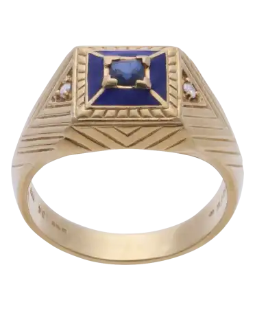 Sello ESTRELLA POLAR de la casa FABERGE en oro amarillo 18K con zafiro y diamantes brillantes en VIRTU LUXURY