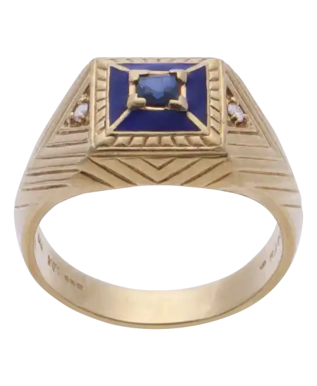 Sello ESTRELLA POLAR de la casa FABERGE en oro amarillo 18K con zafiro y diamantes brillantes en VIRTU LUXURY