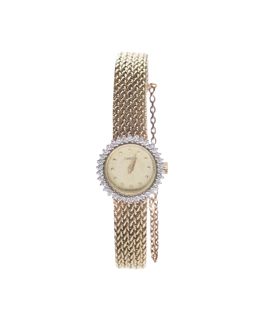 Reloj Omega de Oro amarillo de 18 Quilates con Diamantes. Disponible en VIRTU LUXURY.
