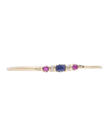 joyas de oro - pulsera rígida de oro con zafiros, diamantes y rubíes - disponible en joyería en VIRTU LUXURY