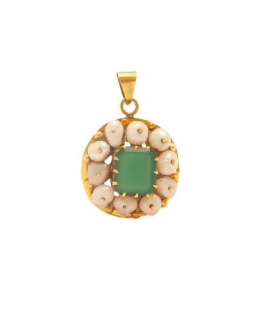 joyas de oro - colgante de oro con esmeraldas y PERLAS - disponible en joyería en VIRTU LUXURY