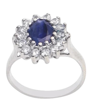 El anillo CHARMANTE MARGUERITE, con su zafiro y sus diamantes es inolvidable .