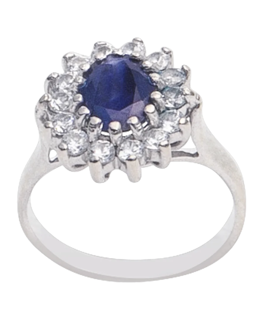 El anillo CHARMANTE MARGUERITE, con su zafiro y sus diamantes es inolvidable .