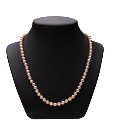 collar refinado - perlas TOP GEMMA - collar de PERLAS cierre de oro de 18 quilates - COLLAR DE LUJO - crema rosada