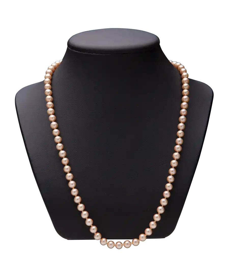 collar dorado - collar de perlas - collar de perlas y diamantes - collar con cierre de plata - superficie de nácar AAA