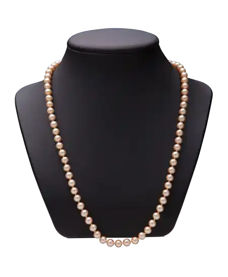 collier couleur or doré - collier de perles - collier perles et diamants - collier fermoir argent - surface de nacre AAA