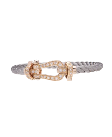 Pulsera Force 10 en oro rosa - Pulsera mosquetón con diamantes - Mosquetón oro y diamantes