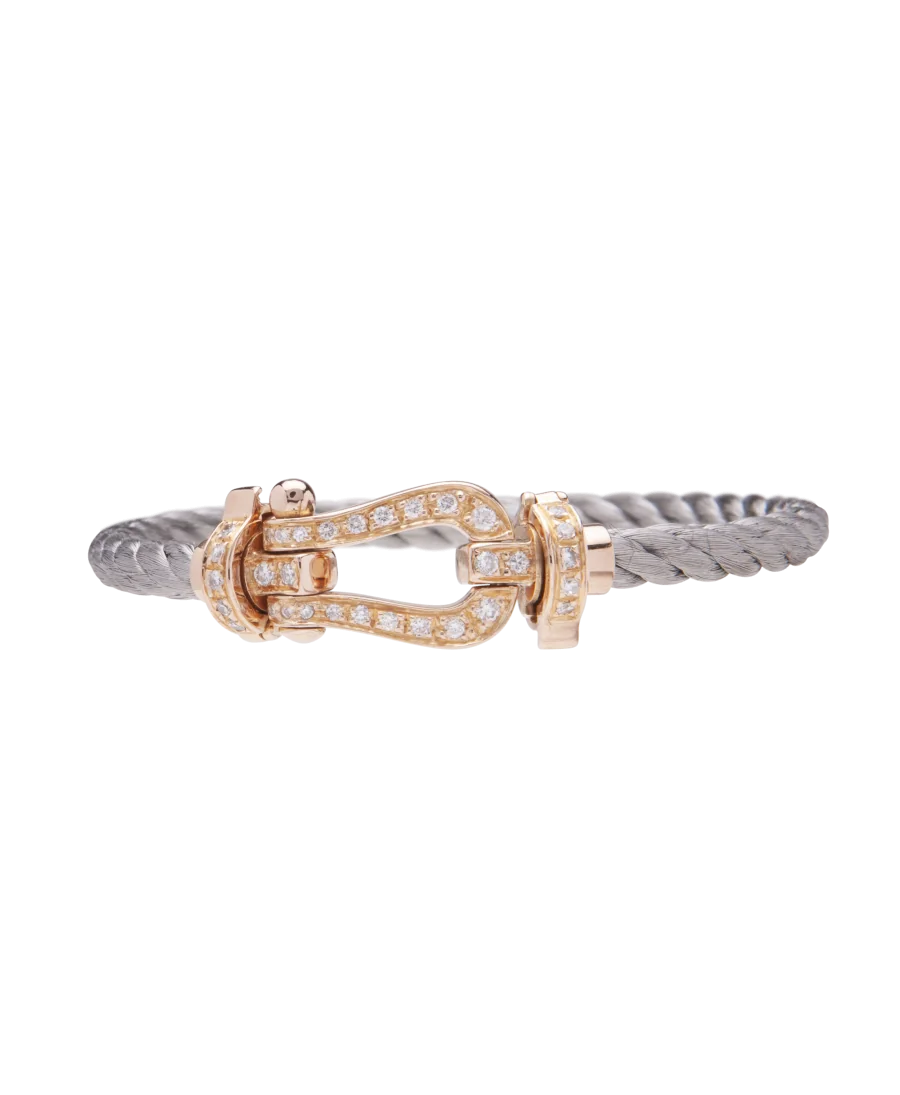 Pulsera Force 10 en oro rosa - Pulsera mosquetón con diamantes - Mosquetón oro y diamantes