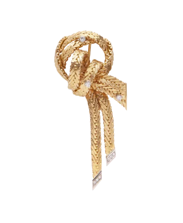 Broche de Lazo con 2 Oros amarillo y blanco. Disponible en VIRTU LUXURY.