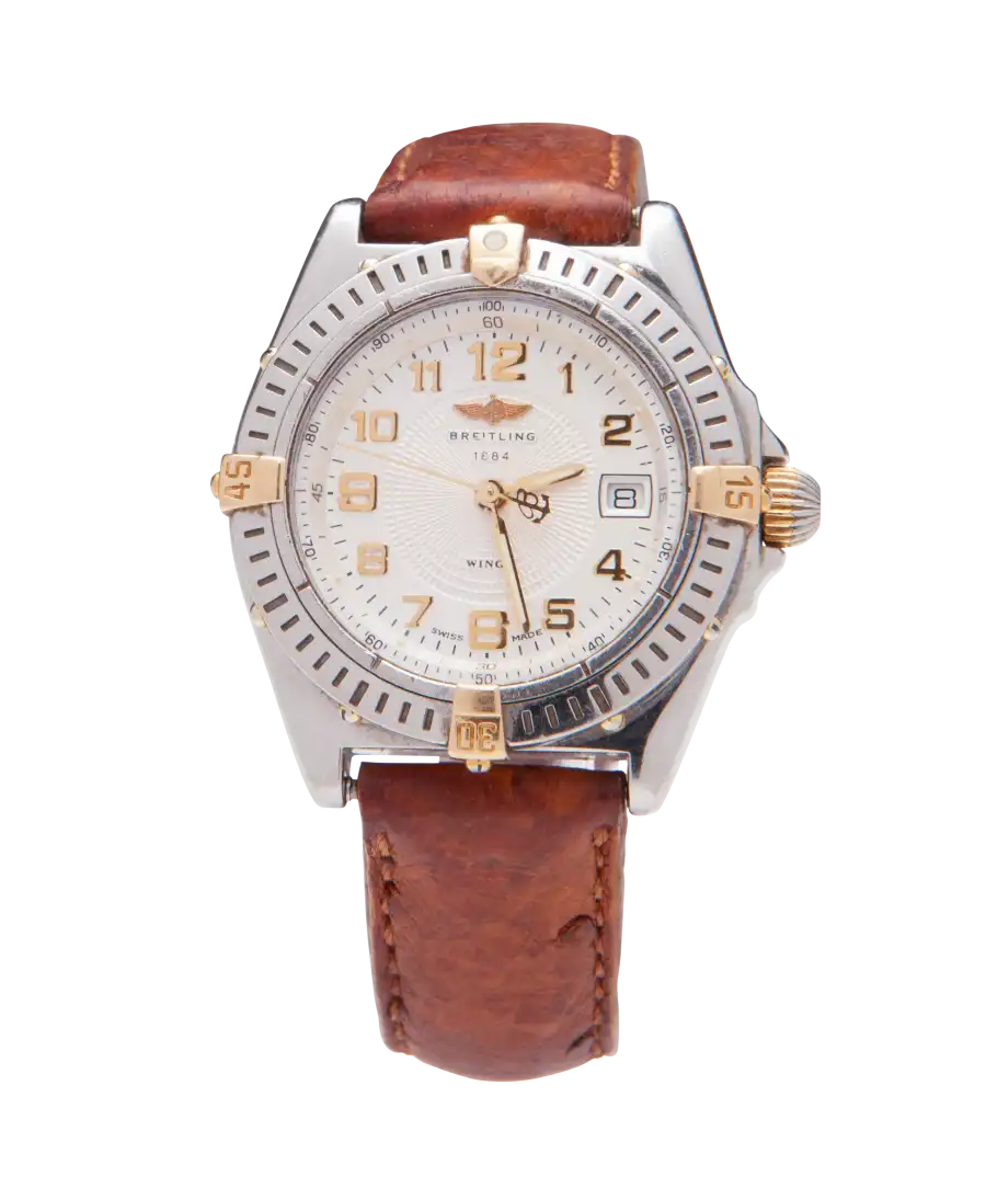 Reloj de pulsera en Oro amarillo y Acero de la casa relojera Breitling. Disponible en VIRTU LUXURY.