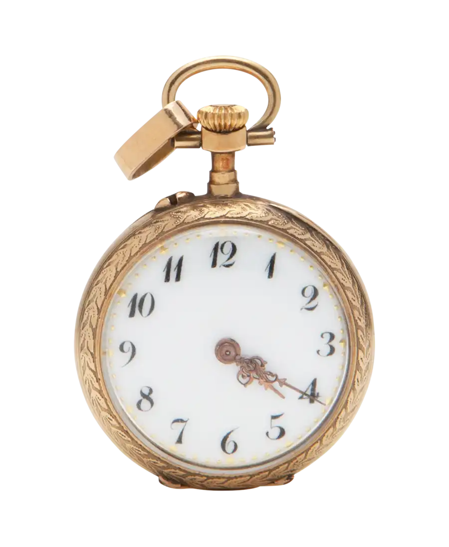 Reloj de Bolsillo Laureles en Oro amarillo de 18K. Relojería disponible en VIRTU LUXURY.