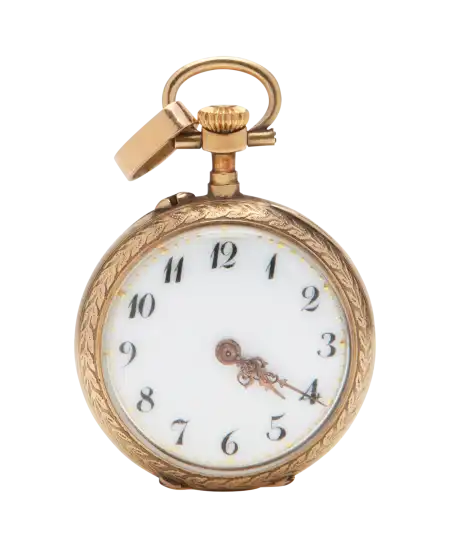 Reloj de Bolsillo Laureles en Oro amarillo de 18K. Relojería disponible en VIRTU LUXURY.