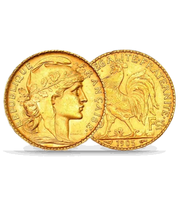 moneda de 20 Francos Oro Gallo y Mariana Oro Moneda Gallo 20 Francos Mariana Oro
