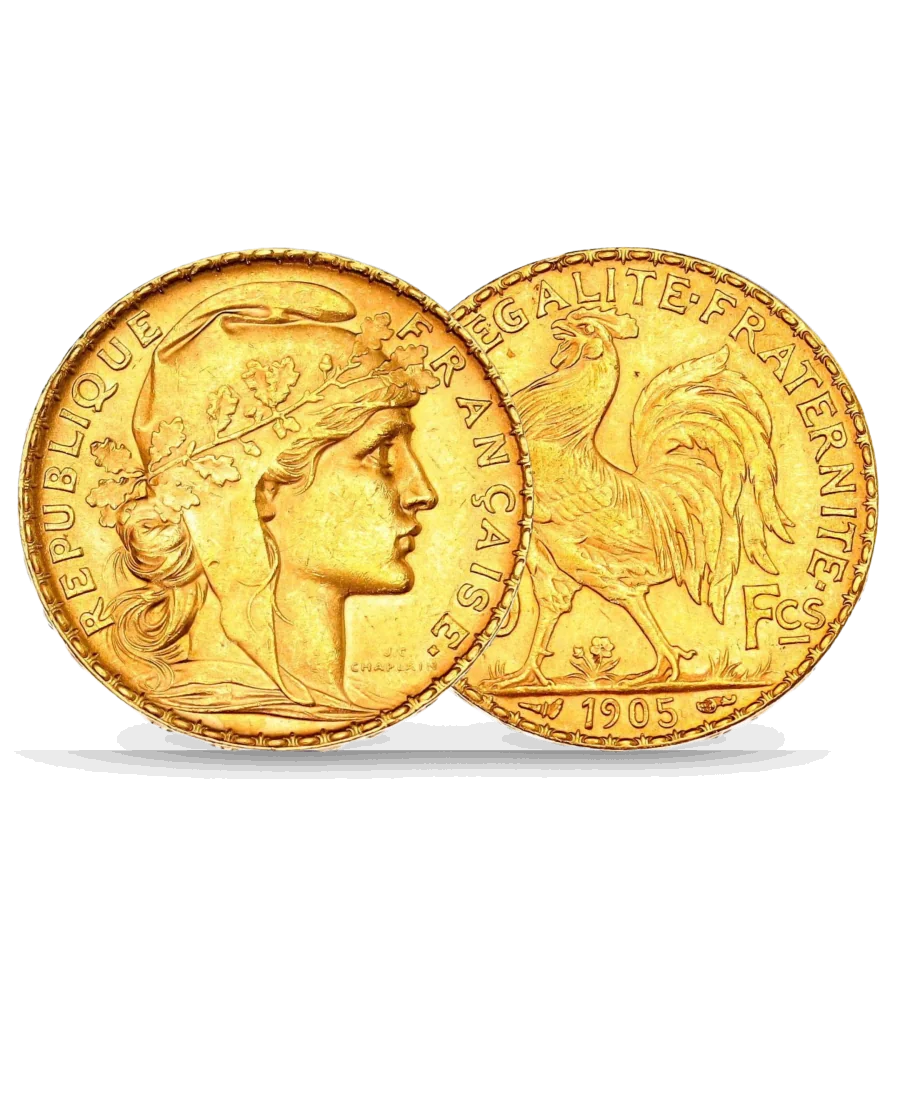 moneda de 20 Francos Oro Gallo y Mariana Oro Moneda Gallo 20 Francos Mariana Oro