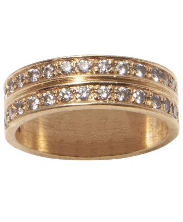 doble alianza completa oro amarillo 18K con diamantes brillantes en VIRTU LUXURY