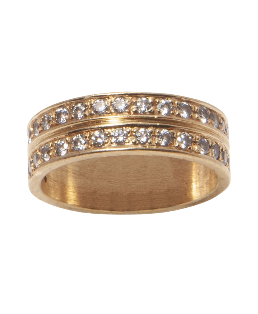 doble alianza completa oro amarillo 18K con diamantes brillantes en VIRTU LUXURY