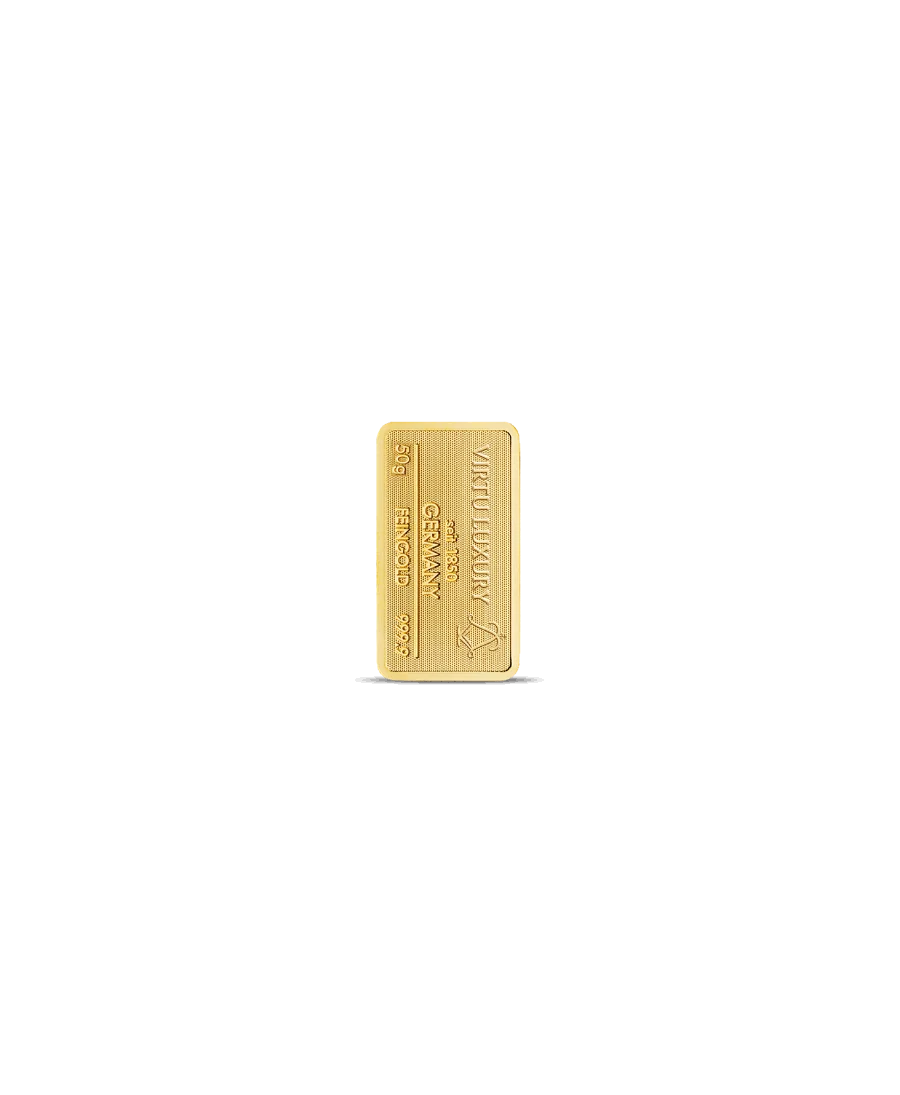 lingot de 50 Grammes d'or pur 24K en vente disponible chez VIRTU LUXURY lingot de 50 Grammes d'or pur 24K en vente disponible chez VIRTU LUXURY