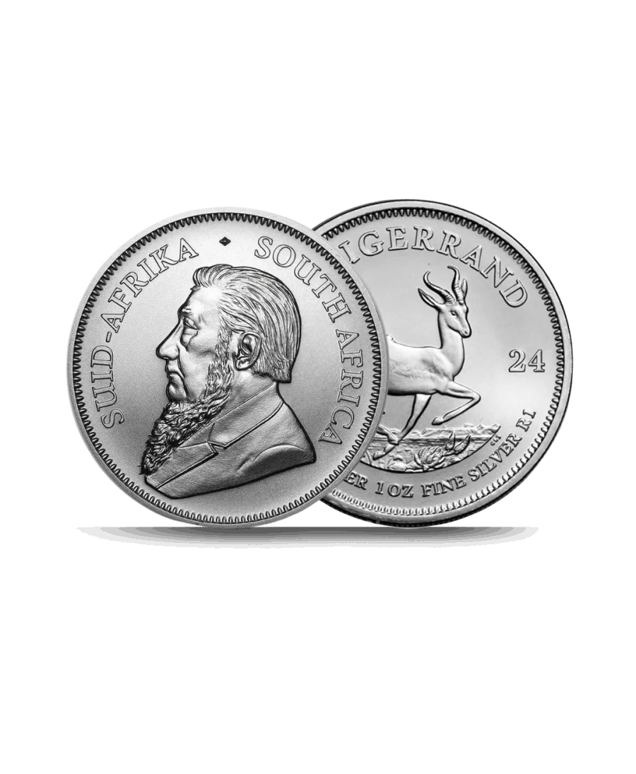 anverso y reverso de la moneda de plata KRUGERRAND 1ONZA PLATA en VIRTU LUXURY