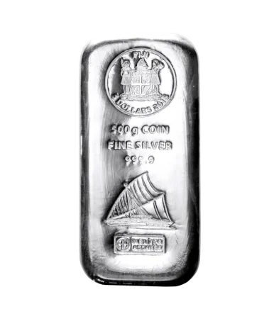 lingote de plata de 500 gramos de las islas FIJI con un valor nominal de 5 dólares SIN IVA