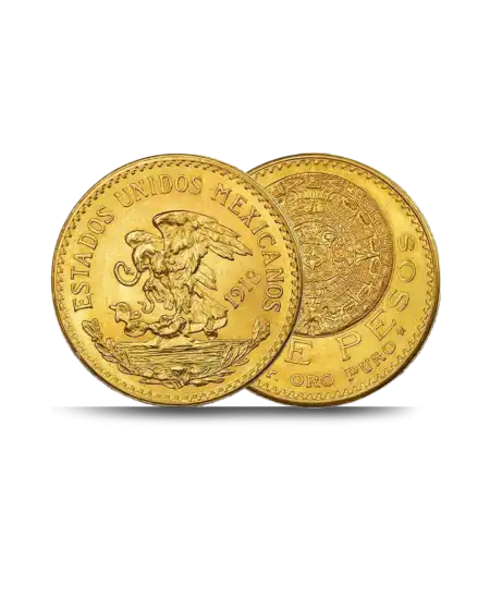 Anverso y reverso de moneda de oro de 20 pesos mexicanos disponible en VIRTU LUXURY