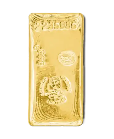 Lingote de ORO fundido MADE IN FRANCE de 1 Kg de oro puro 24K reciclado por SAAMP disponible a la venta en VIRTU LUXURY