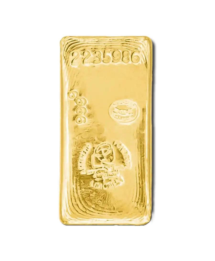 Lingote de ORO fundido MADE IN FRANCE de 1 Kg de oro puro 24K reciclado por SAAMP disponible a la venta en VIRTU LUXURY