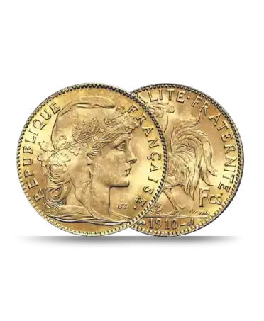 MONEDA 10 FRANCOS GALLO Y MARIANNE ORO DE VIRTU LUXURY